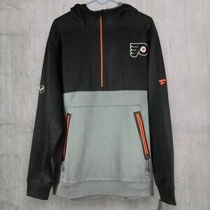 NWT Fanatics NHL Flyers Authentic Pro Hoodie XL Tech Fleece 1/2 Zip Black Gray